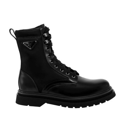 Prada Brushed Leather Combat Boots