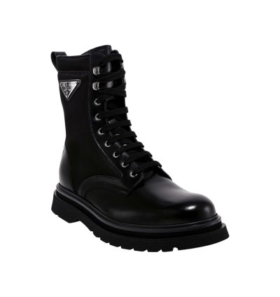 Prada Brushed Leather Combat Boots