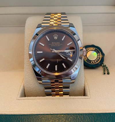 Rolex Datejust 41 Unworn 2025 Chocolate Dial Two Tone Rose Gold Jubilee