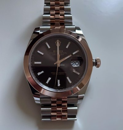 Rolex Datejust 41 Unworn 2025 Chocolate Dial Two Tone Rose Gold Jubilee