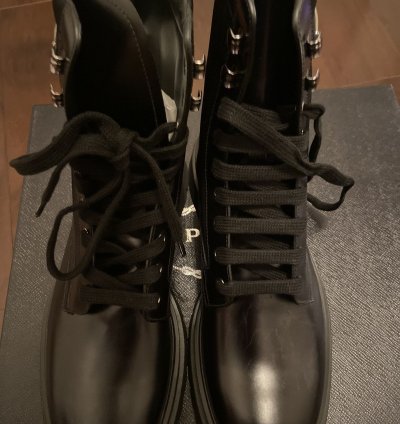Prada Brushed Rois Leather Nylon Boots 9 5 Us