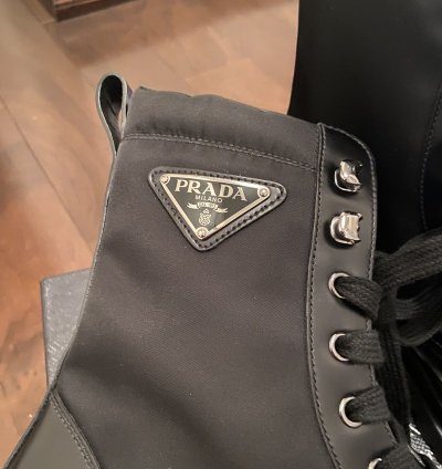Prada Brushed Rois Leather Nylon Boots 9 5 Us