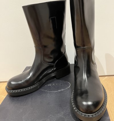 Prada Brushed-finish Mid-calf Boots - Black