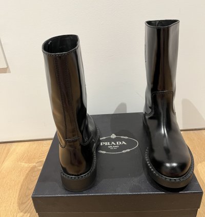 Prada Brushed-finish Mid-calf Boots - Black
