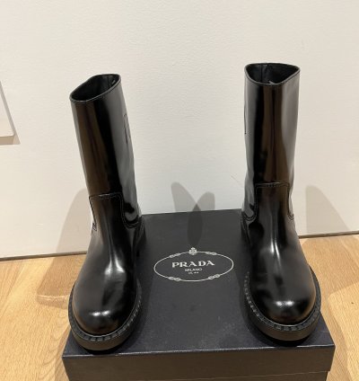Prada Brushed-finish Mid-calf Boots - Black