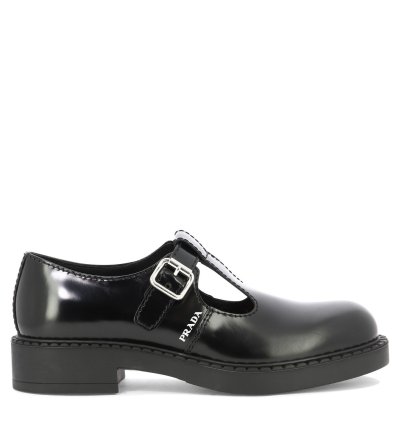 Prada Brushed-leather Mary Jane -strap Shoes Size Uk 6