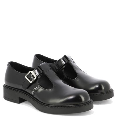 Prada Brushed-leather Mary Jane -strap Shoes Size Uk 7
