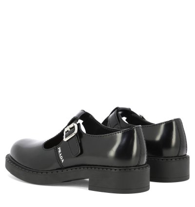 Prada Brushed-leather Mary Jane -strap Shoes Size Uk 8 5