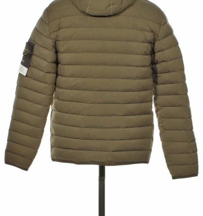 Stone Island Loom Woven Hooded Down Jacket Military Green