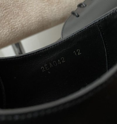 Prada Calzature Uomo Old Natur Nero Leather Derby