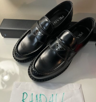 Prada Chocolate Brushed Leather Loafers