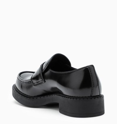 Prada Chocolate Loafer In Black Brushed Leather