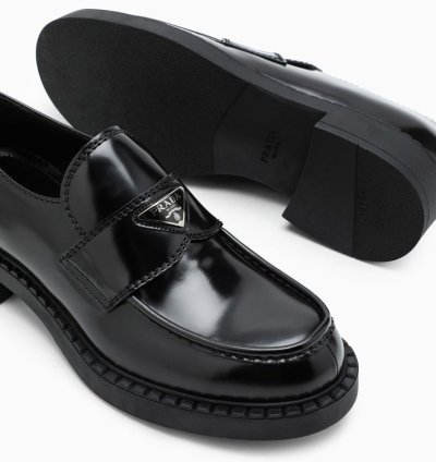 Prada Chocolate Loafer In Black Brushed Leather