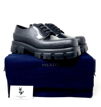 Prada Chunky Monolith Derby Shoes Brushed Leather