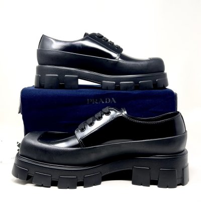 Prada Chunky Monolith Derby Shoes Brushed Leather