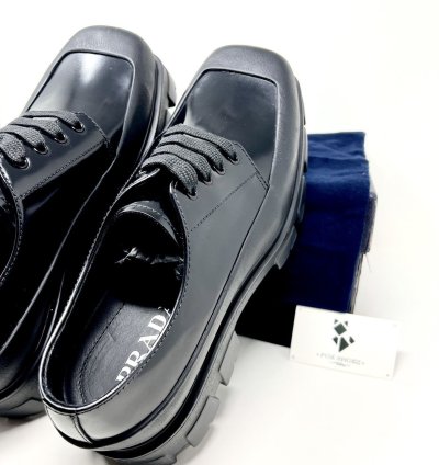 Prada Chunky Monolith Derby Shoes Brushed Leather