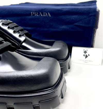 Prada Chunky Monolith Derby Shoes Brushed Leather