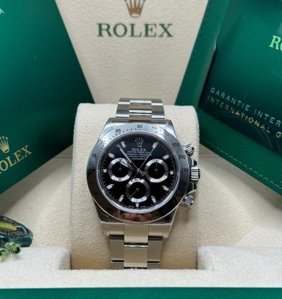 Rolex Daytona 116520 2015 New Old Stock Black Dial Stainless Steel Oyster Bracelet