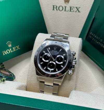 Rolex Daytona 116520 2015 New Old Stock Black Dial Stainless Steel Oyster Bracelet
