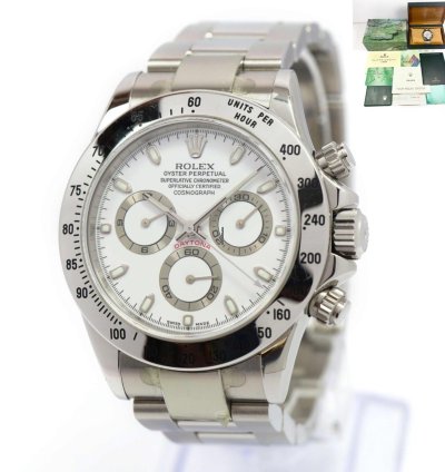 Rolex Daytona 2004 Lnib Rolex Daytona 116520 40mm White Dial Box Papers Stickersdaytona