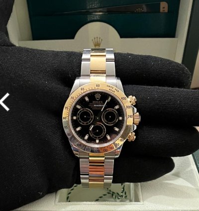 Rolex Daytona 2009 Rolex Cosmograph Daytona 40mm Black Dial Two-tone