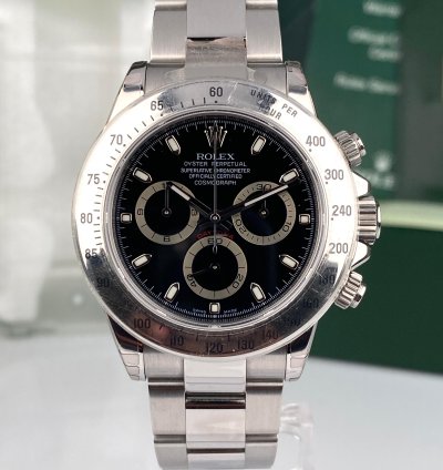 Rolex Daytona 2009 Rolex Daytona 116520 New Old Stock Black Dial Full Stickers Nos Large Buckle Complete