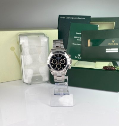 Rolex Daytona 2009 Rolex Daytona 116520 New Old Stock Black Dial Full Stickers Nos Large Buckle Complete