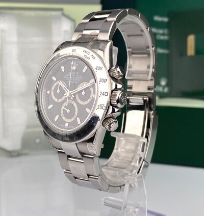Rolex Daytona 2009 Rolex Daytona 116520 New Old Stock Black Dial Full Stickers Nos Large Buckle Complete