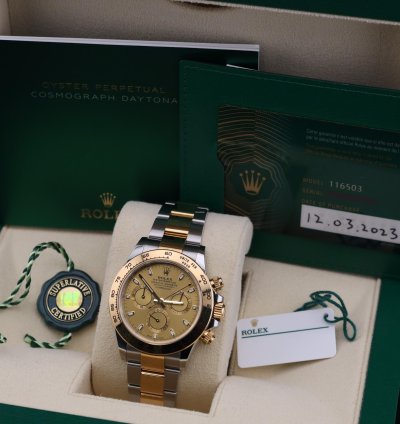 Rolex Daytona 2023 Daytona Champagne Dial Two Tone 116503 Full Set