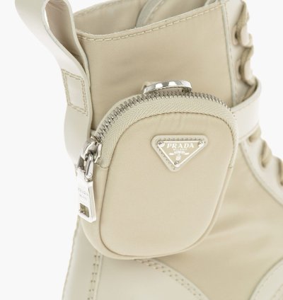 Prada Combat Boots With Logo Pouch