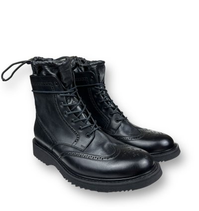 Prada Combat Wing Tip Oxford Leather Boots