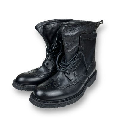 Prada Combat Wing Tip Oxford Leather Boots