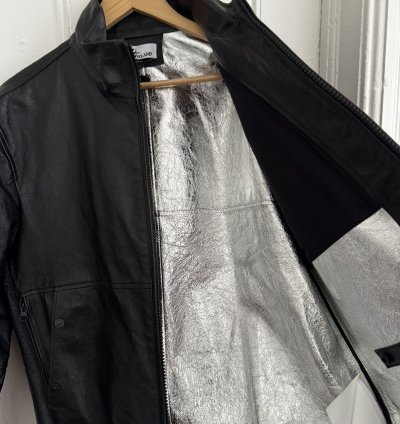 Stone Island Metallic Leather Biker Jacket