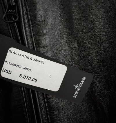 Stone Island Metallic Leather Biker Jacket