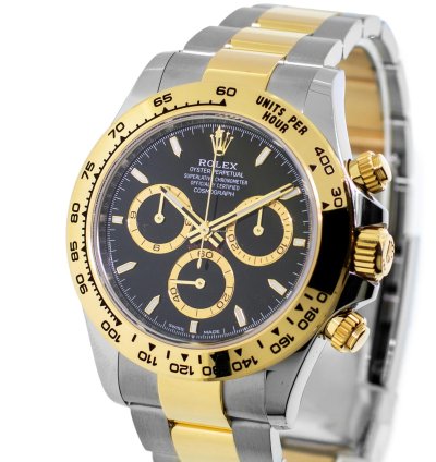 Rolex Daytona 40mm Yellow Gold And Steel Black Index Dial Gold Bezel 126503