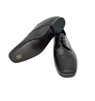 Prada Dark Brown Moro Grain Soft Leather Derby Shoes