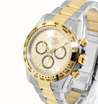 Rolex Daytona 40mm Yellow Gold And Steel Champagne Index Dial Gold Bezel 126503