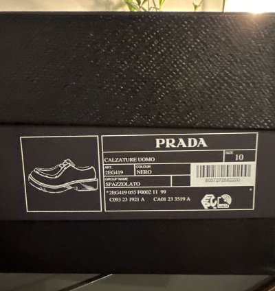 Prada Diapason Brushed Leather Lace Up Shoes