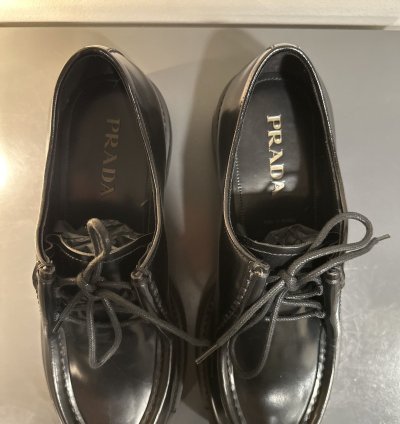 Prada Diapason Brushed Leather Lace Up Shoes