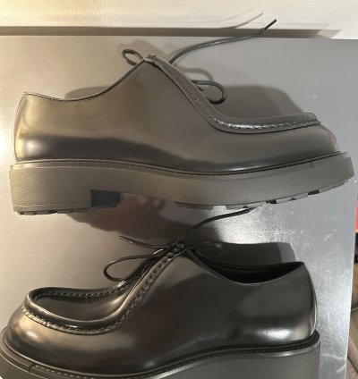 Prada Diapason Brushed Leather Lace Up Shoes