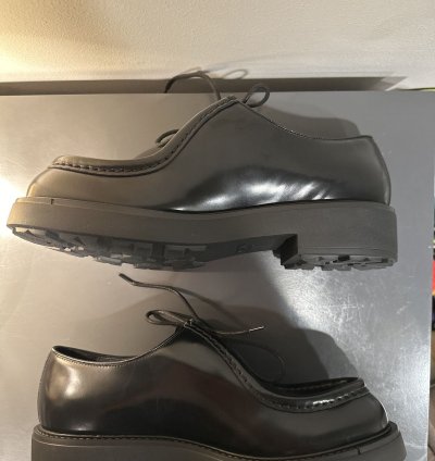 Prada Diapason Brushed Leather Lace Up Shoes