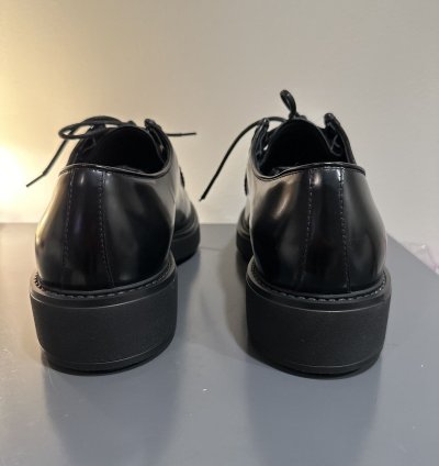 Prada Diapason Brushed Leather Lace Up Shoes
