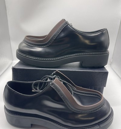 Prada Diapason Opaque Brushed Leather Lace-up Shoes Size 43