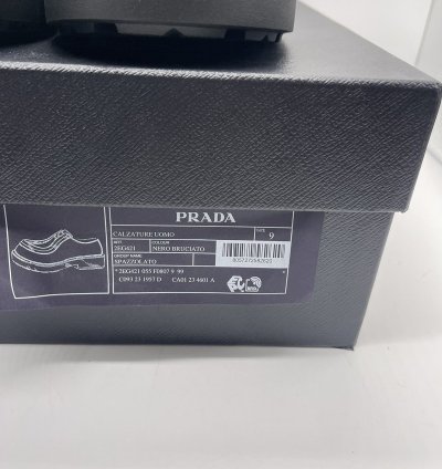 Prada Diapason Opaque Brushed Leather Lace-up Shoes Size 44