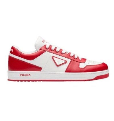 Prada Downtown Leather Sneakers White Red Men Prada Size 1