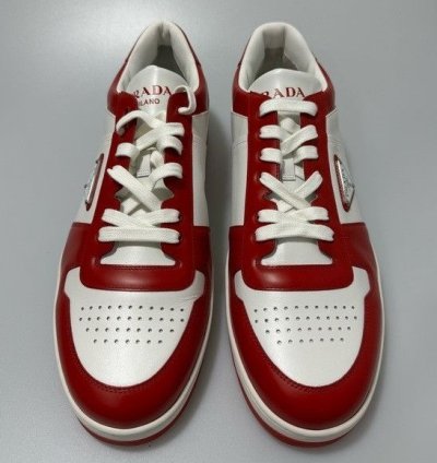 Prada Downtown Leather Sneakers White Red Men Prada Size 1