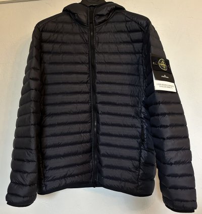 Stone Island Navy Loom Woven Nylon Down Puffer Jacket Size