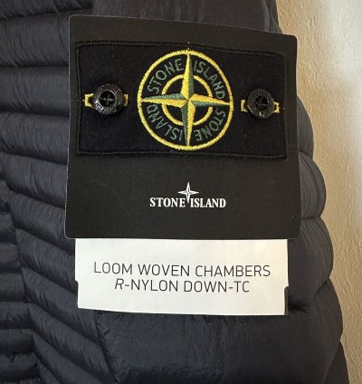 Stone Island Navy Loom Woven Nylon Down Puffer Jacket Size