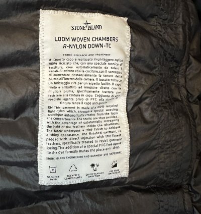 Stone Island Navy Loom Woven Nylon Down Puffer Jacket Size