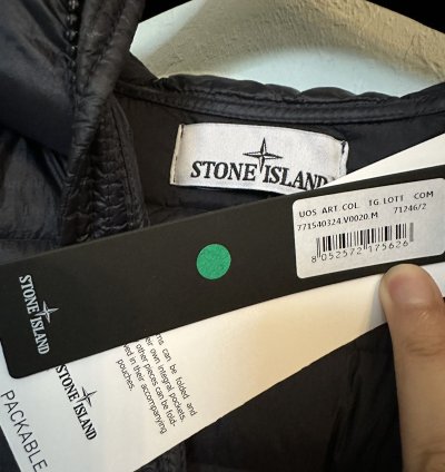 Stone Island Navy Loom Woven Nylon Down Puffer Jacket Size